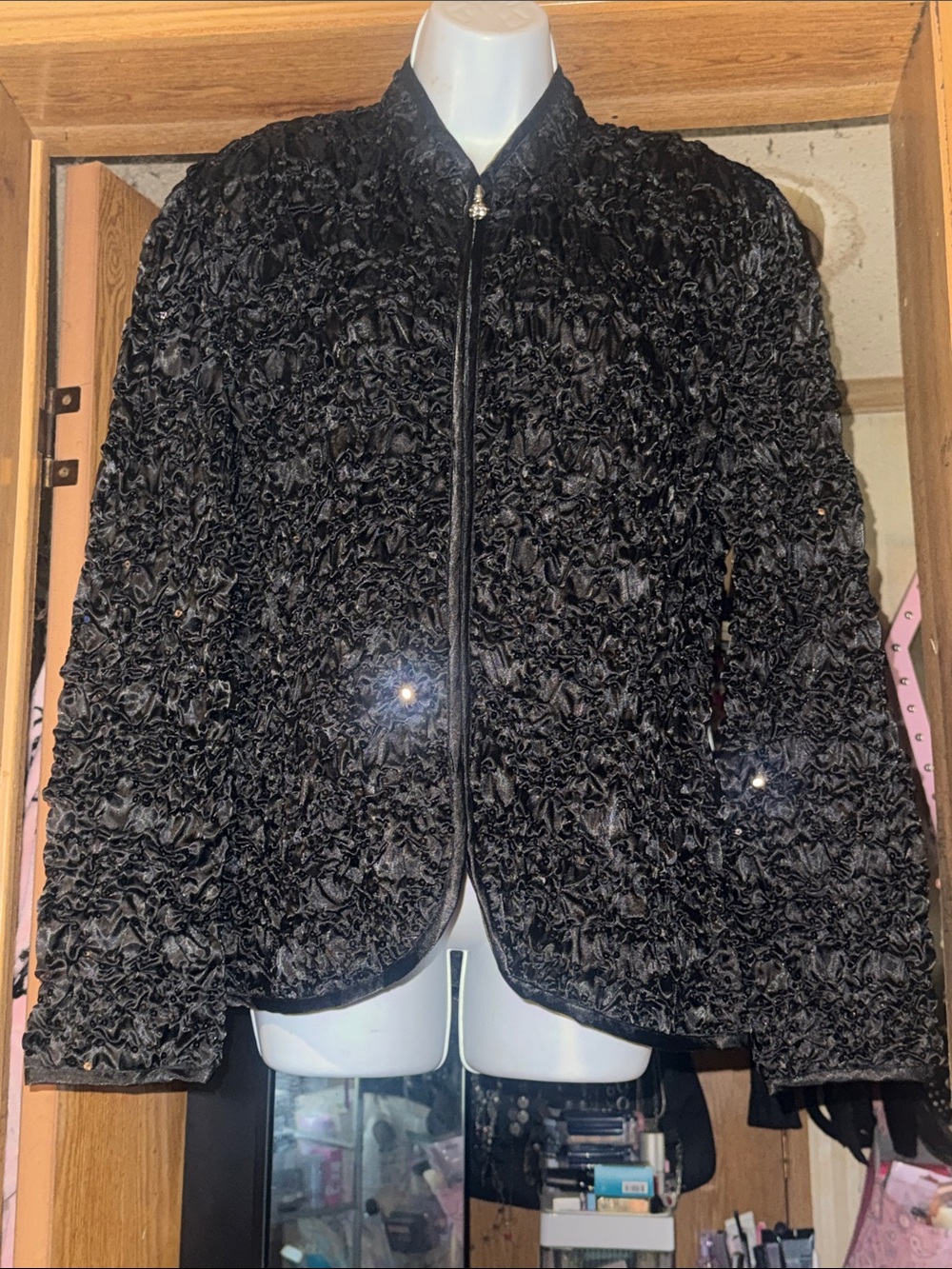 Vintage MSK Zip Up Textured Jacket with Sequence! (Like New)